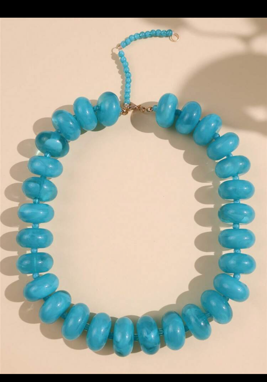 BOHEMIAN BEADED NECKLACE - LIGHT BLUE