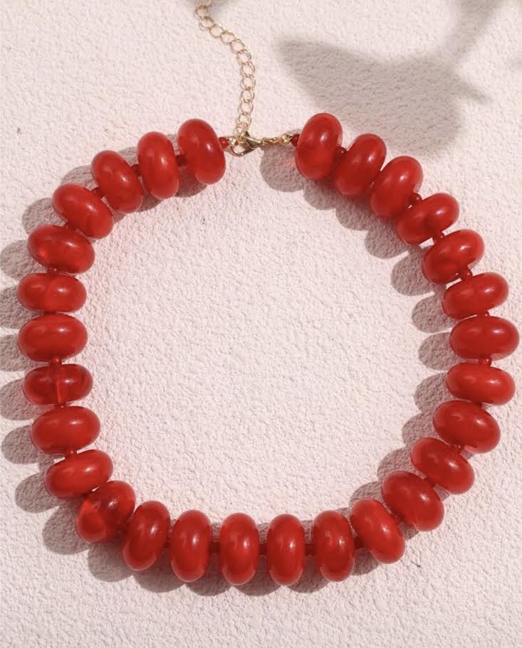 BOHEMIAN BEADED NECKLACE - RED