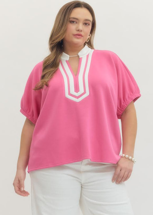 MEREDITH TOP - PINK PLUS SIZE