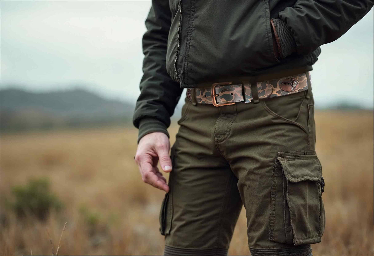 Shotshell Old School Camo Leather Belt