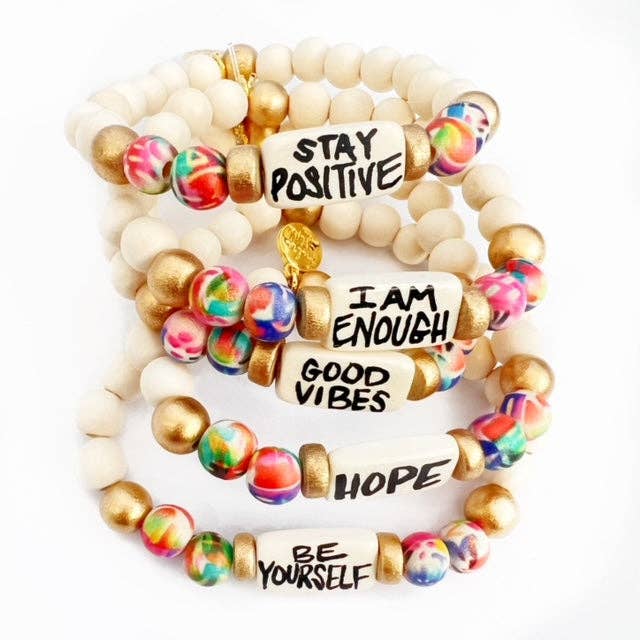 Affirmation Word Beaded Bracelets Inspirational - Abstract