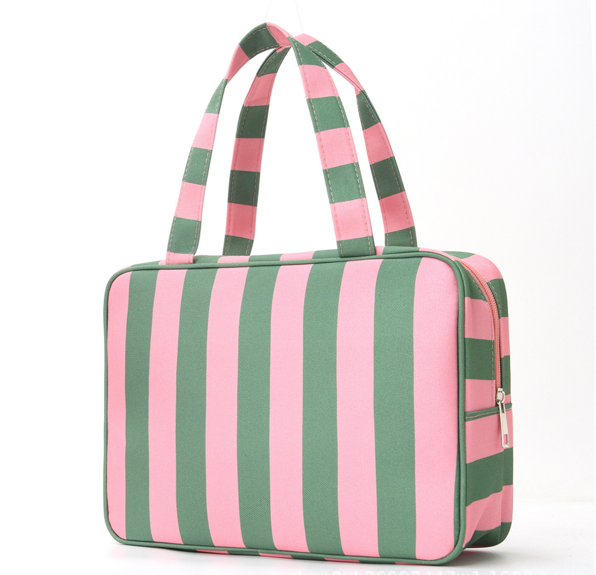 Large Storage Color‑Block Striped Makeup Bag