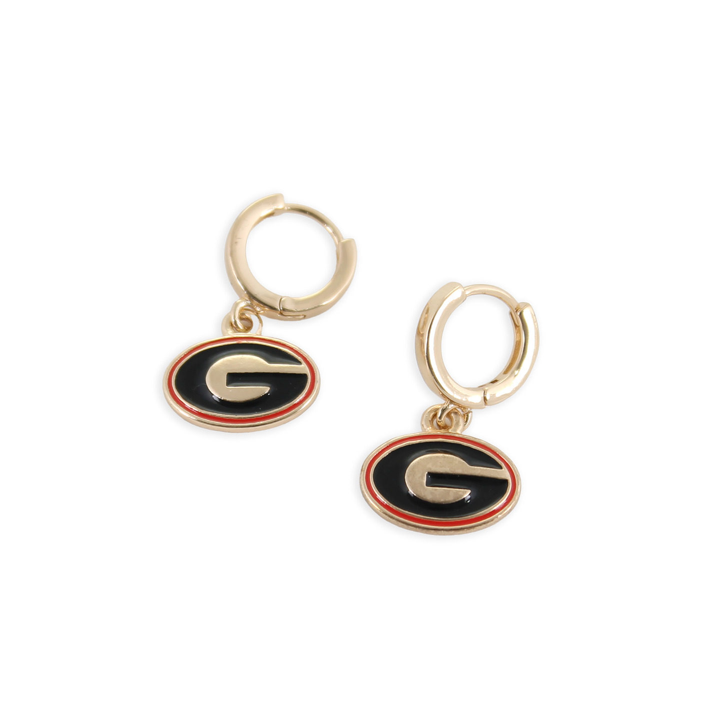 Georgia Huggie Hoop Earrings w/ Enamel Logo