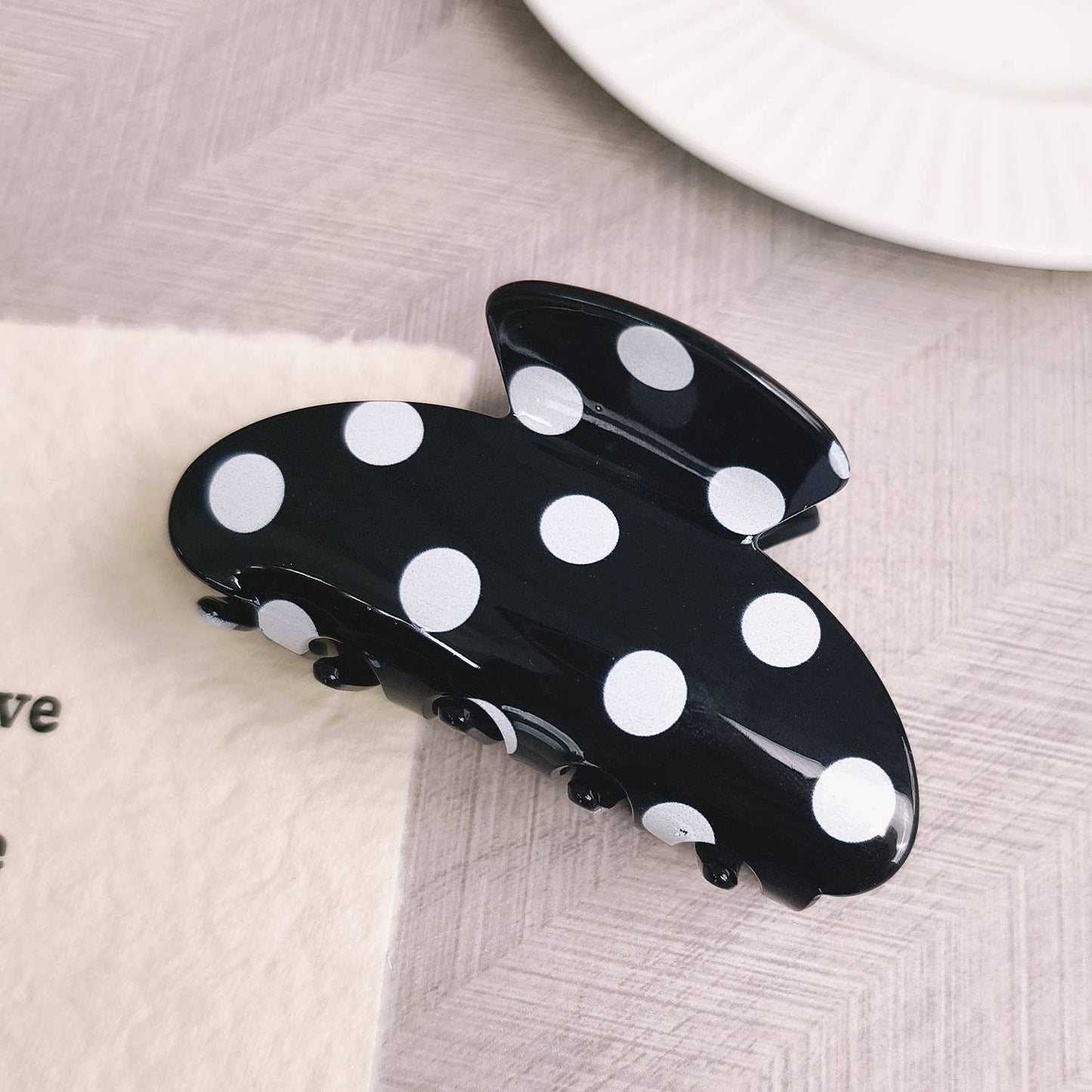 Vintage Polka Dot Hair Claw Clip