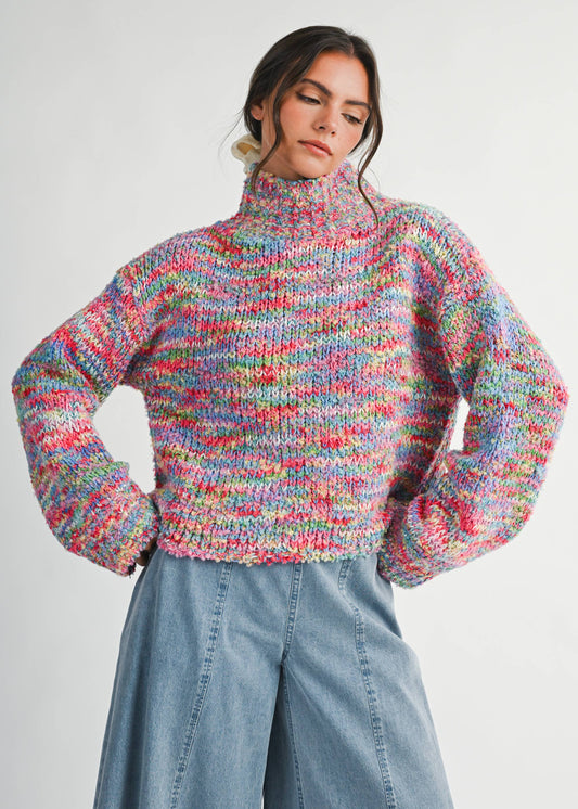 Chunky Marled Turtleneck Sweater