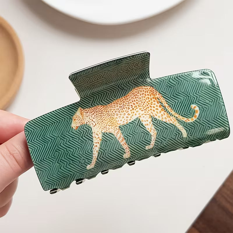 HAIRCLIP - GREEN/LEOPARD