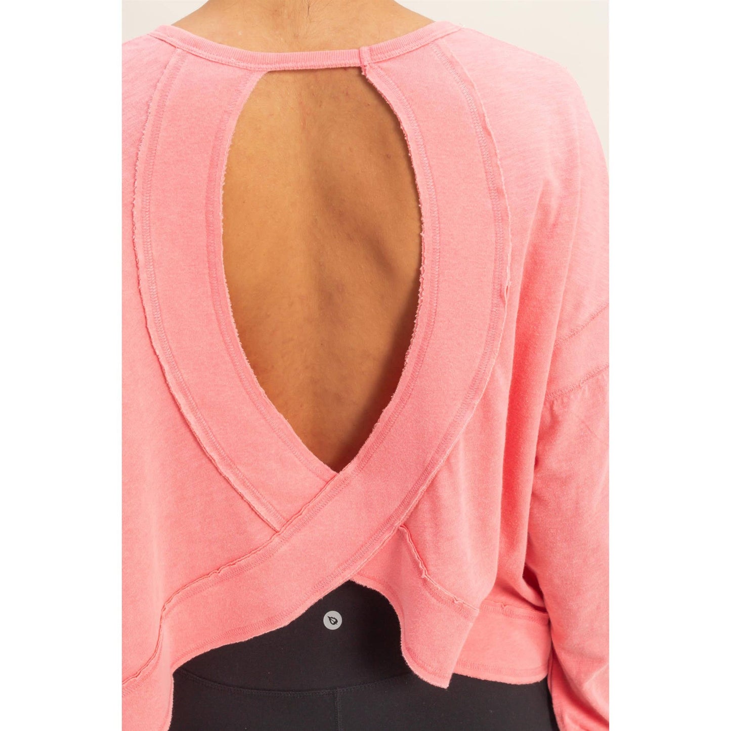 Cross Detail Open Back Long-Sleeve Top