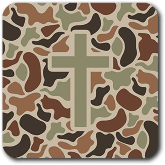 Tap To Pray Vinyl Sticker - Sage Camo + Cross