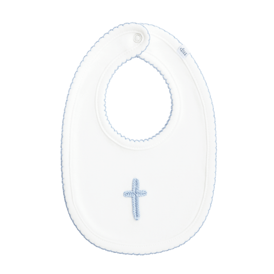 CROCHET CROSS BIB BLUE