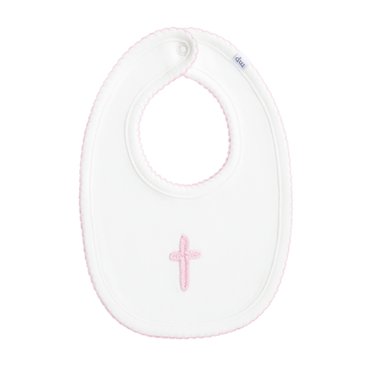 CROCHET CROSS BIB PINK