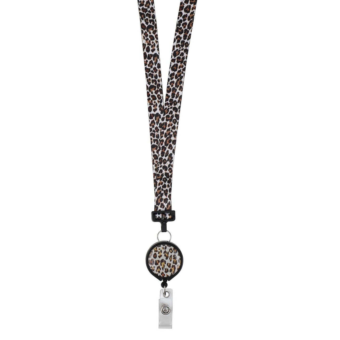 Leopard Chic Ribbon Lanyard with Badge Reel