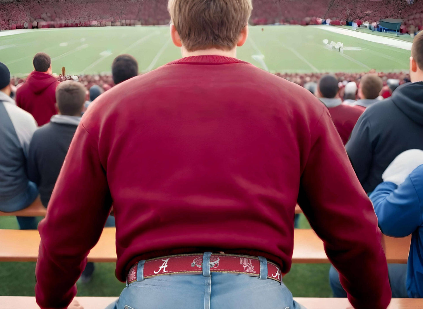Alabama Crimson Tide Men's Collegiate Stadium Collection Woven Ribbon Belt.