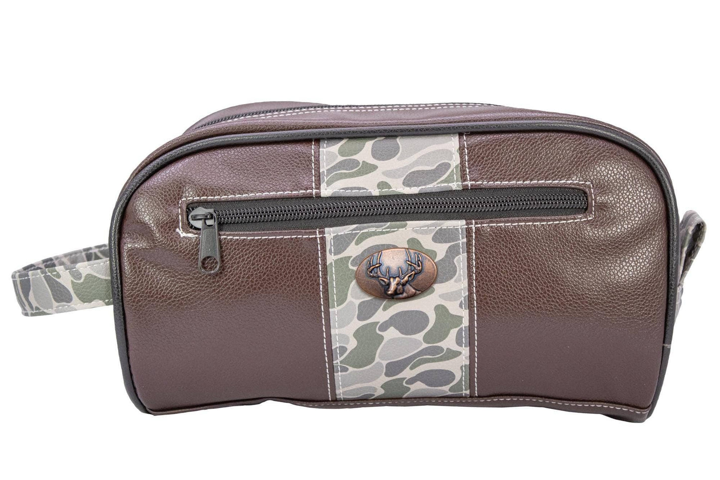Buck Brown Pebble Old School Camo Men's Toiletry Dopp Bag.
