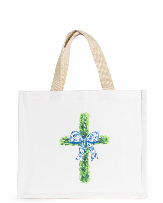 BOXWOOD CROSS GIFT TOTE - WHITE/GREEN