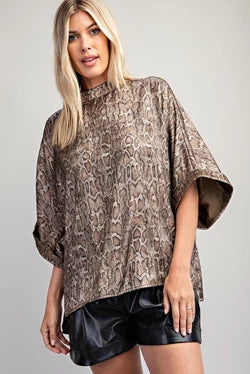 CARROLL MOCK NECK OVERSIZE TOP-BROWN