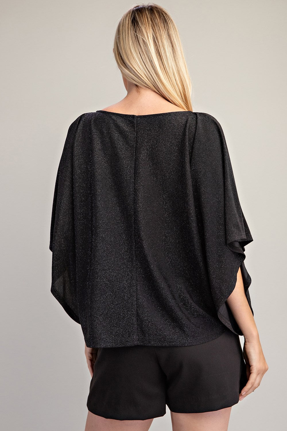 KIMONO SLEEVE KNIT TOP- BLACK