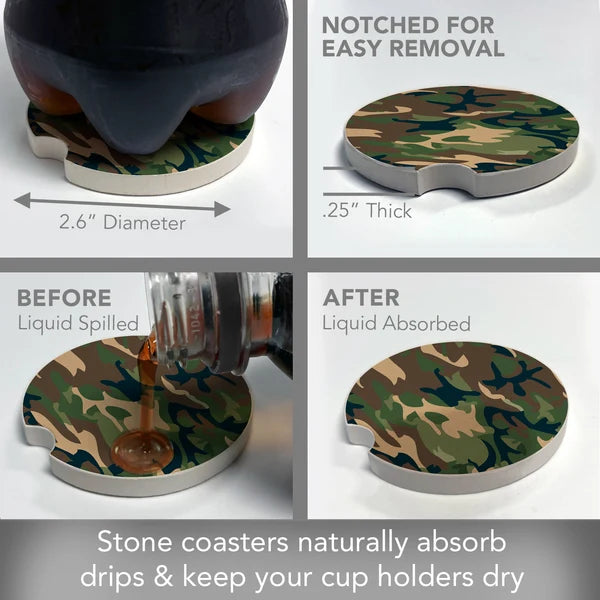 Green Camouflage Car Coaster