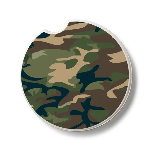 Green Camouflage Car Coaster
