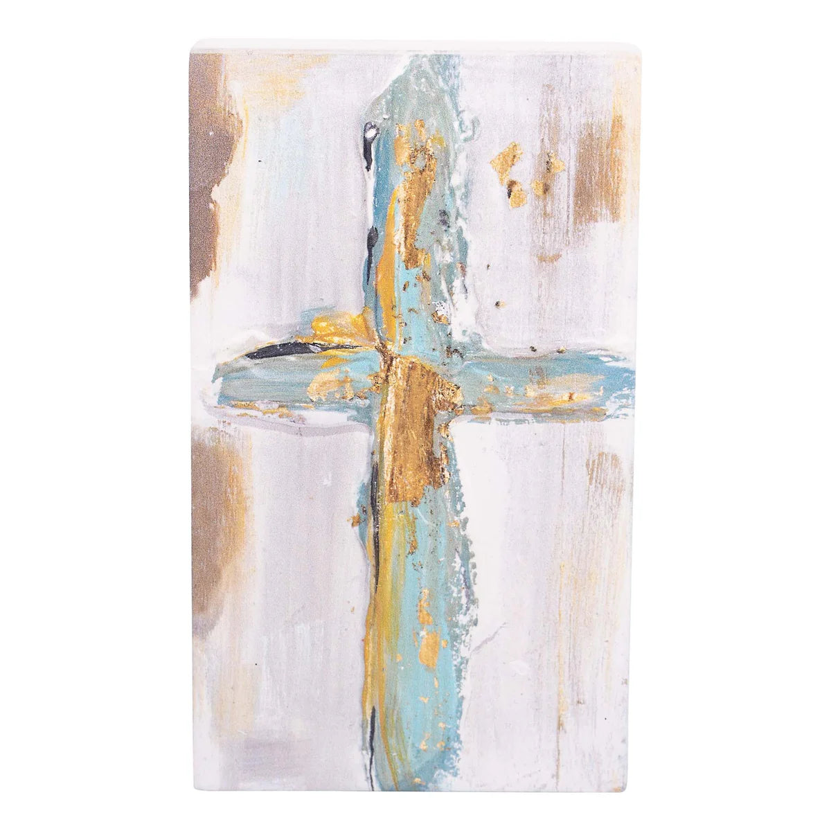 Gold Blue Cross Wood Block