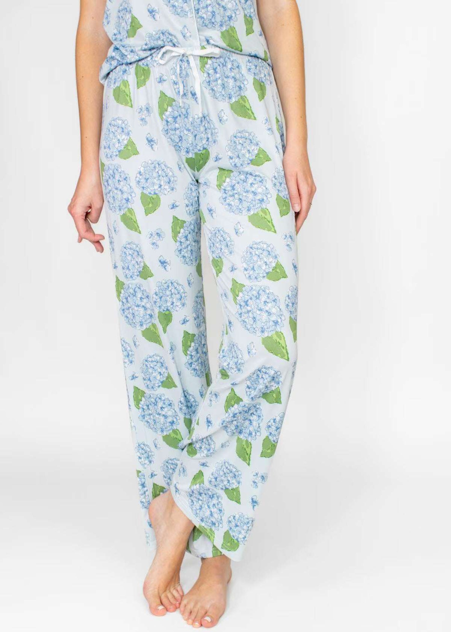 Hydrangea Sleep Pants - blue/green