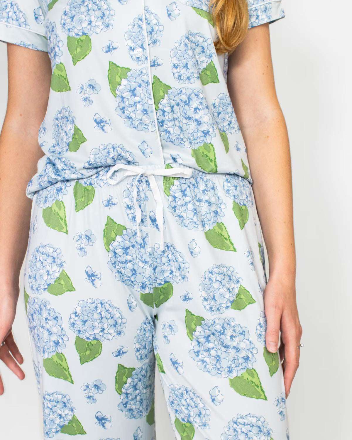 Hydrangea Sleep Pants - blue/green