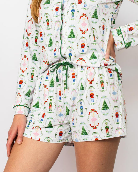 NUTCRACKER WALTZ SLEEP SHORTS WHITE / MULTI
