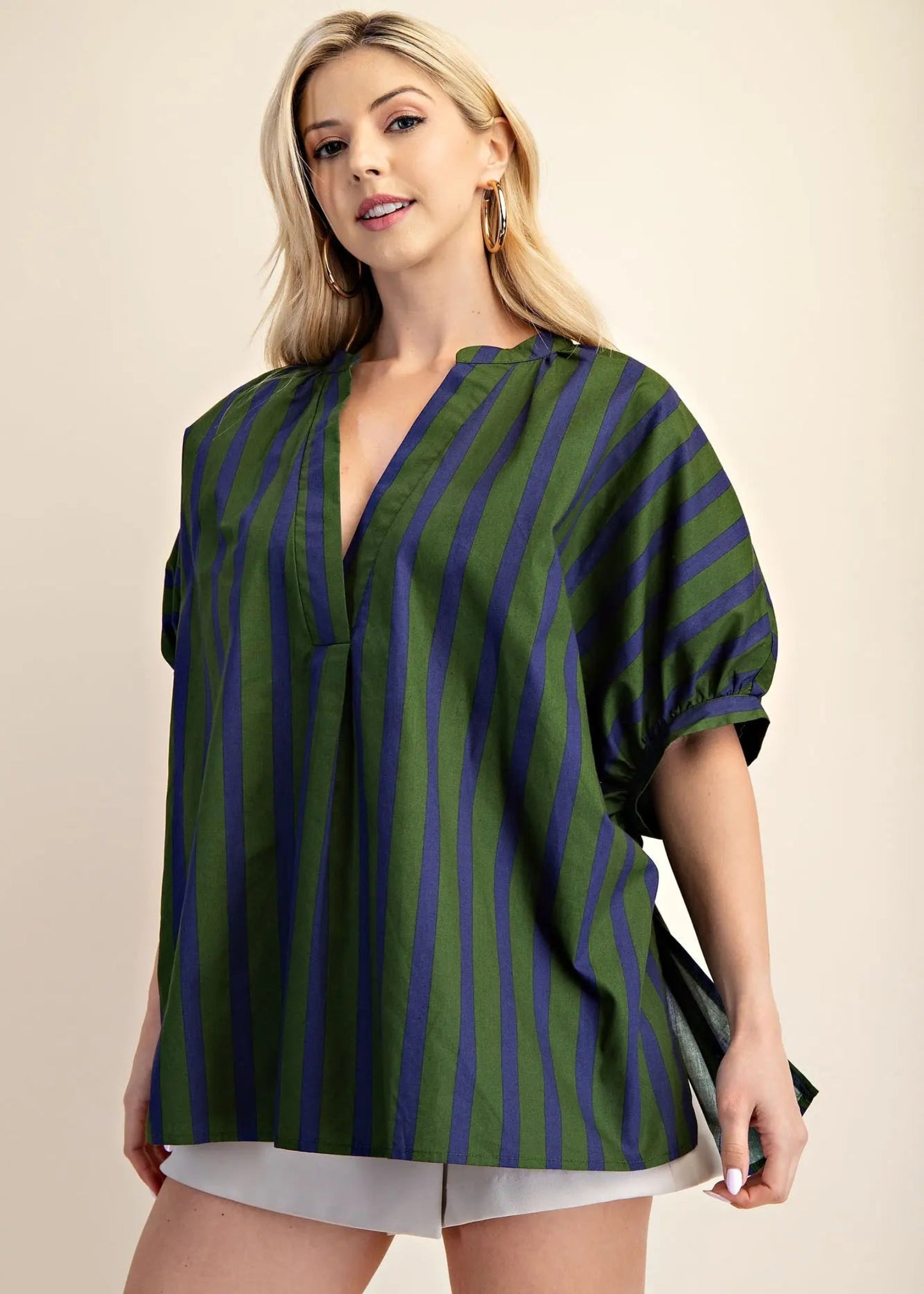 AVA V NECK TOP - OLIVE