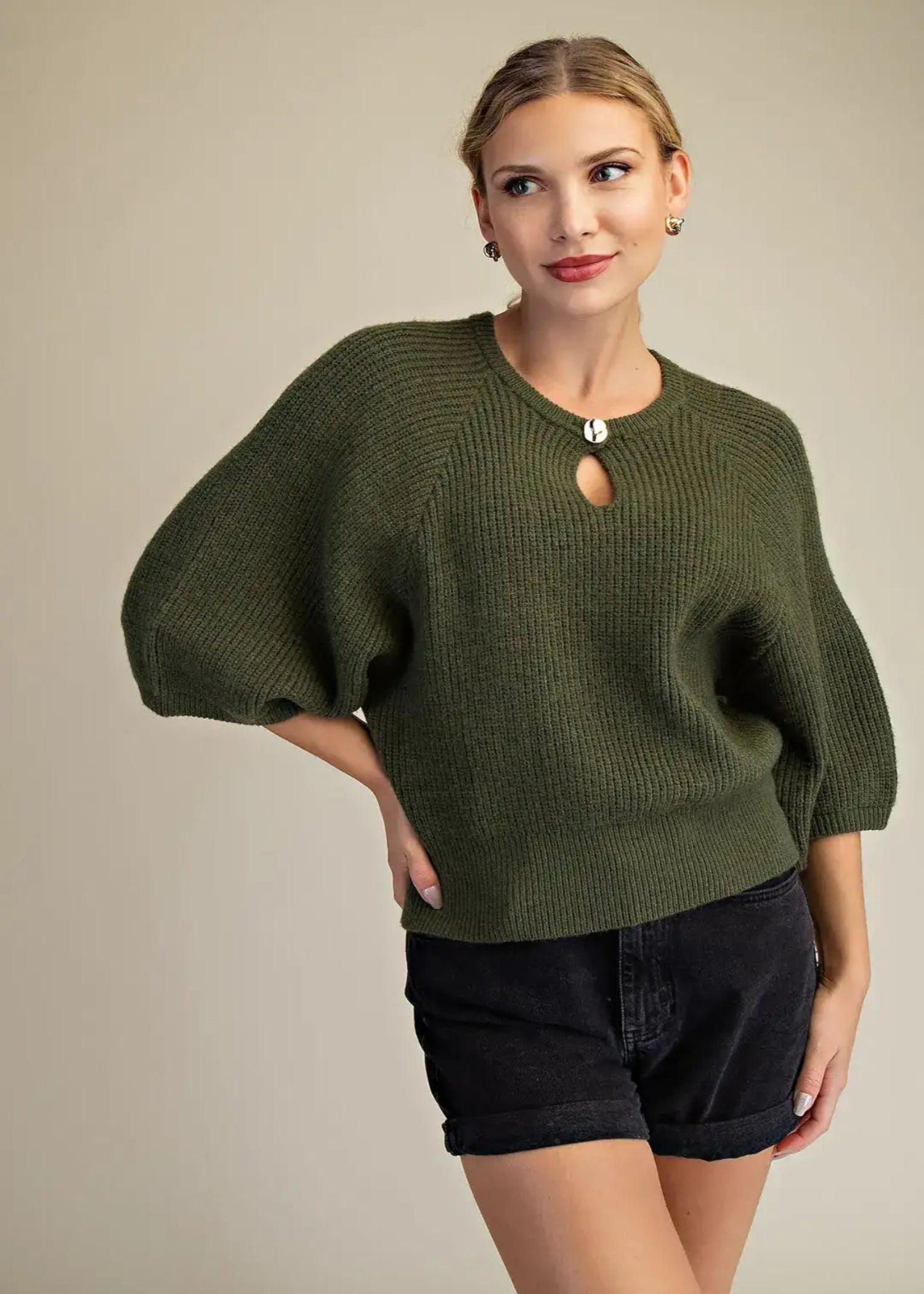 SALLY TOP  - OLIVE