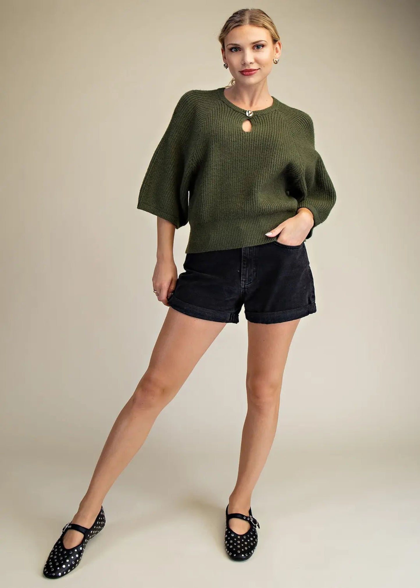 SALLY TOP  - OLIVE