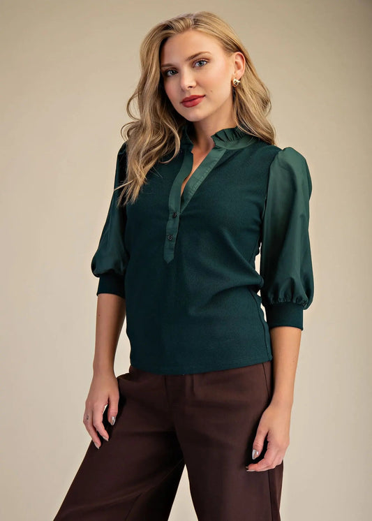 CHLOE TOP - HUNTER GREEN