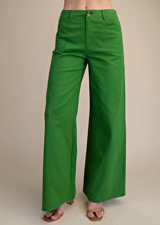 MAREN HIGH RISE WIDE LEG PANT-GREEN