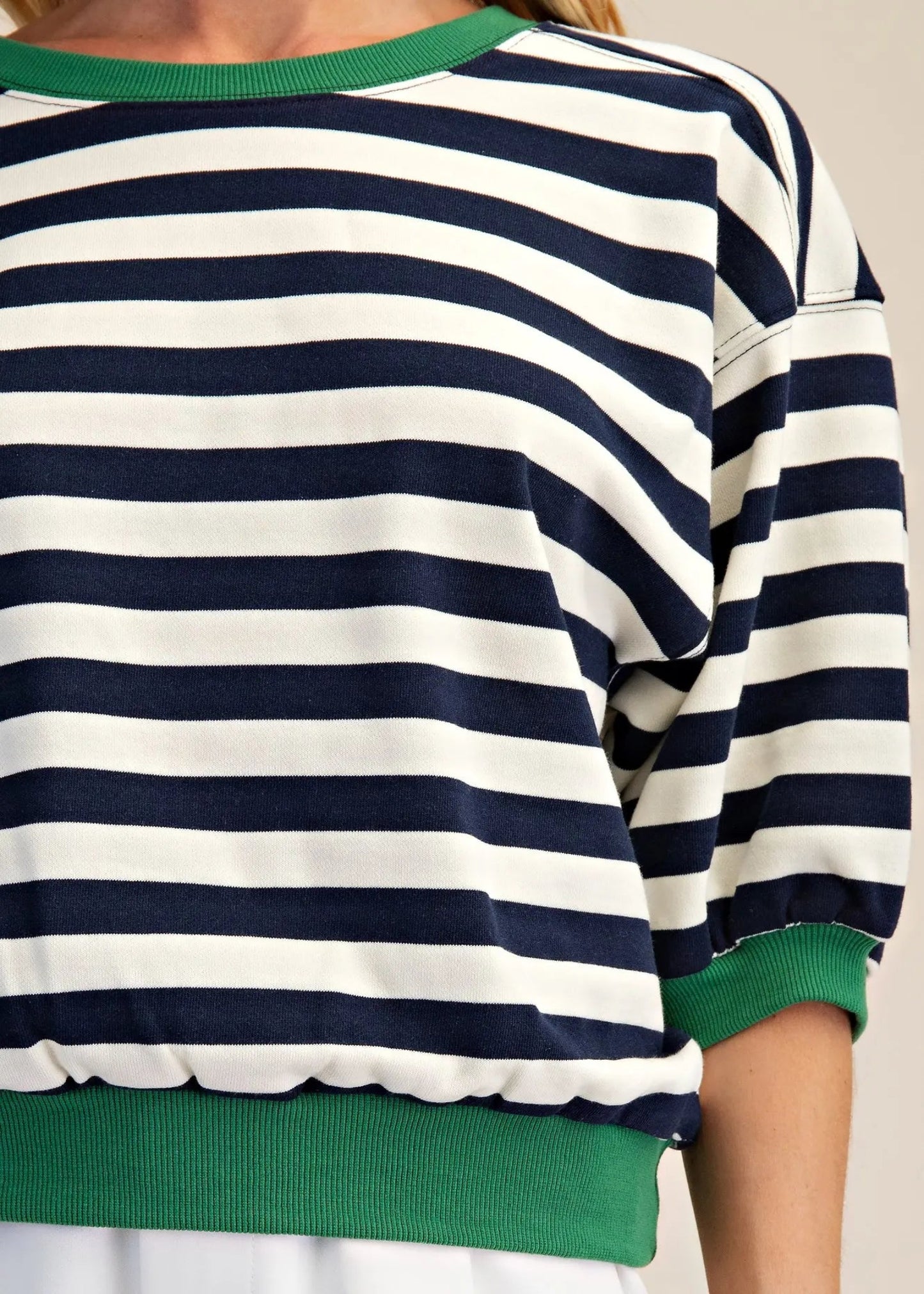 DAILEE TOP - NAVY STRIPE