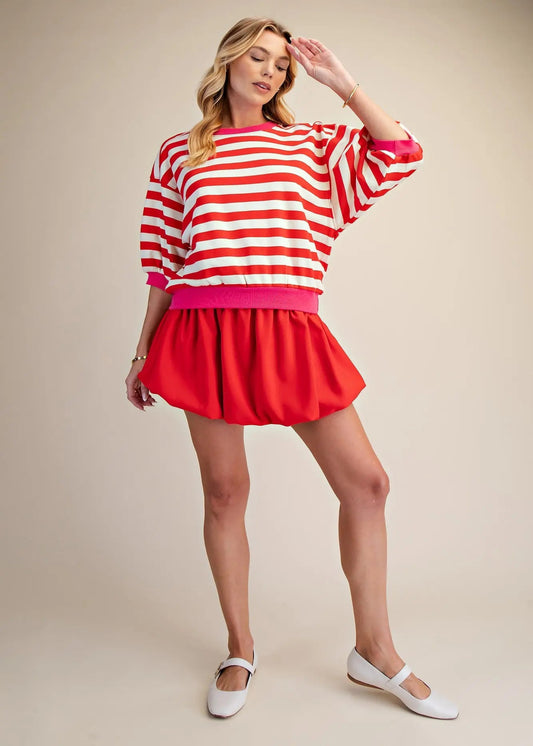 DAILEE TOP - RED STRIPE