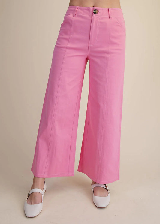 BRYNN HIGH RISE STITCH SEAMED CROP PANTS-PINK