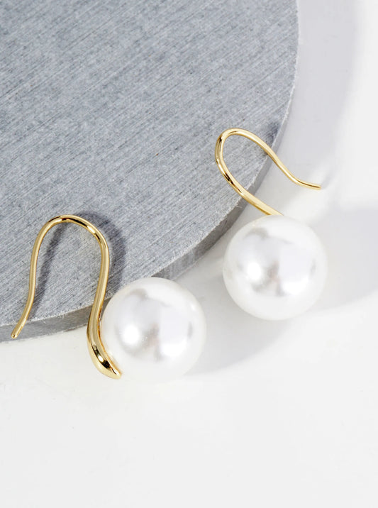 14K Gold Dipped 13mm Pearl Drop Earrings