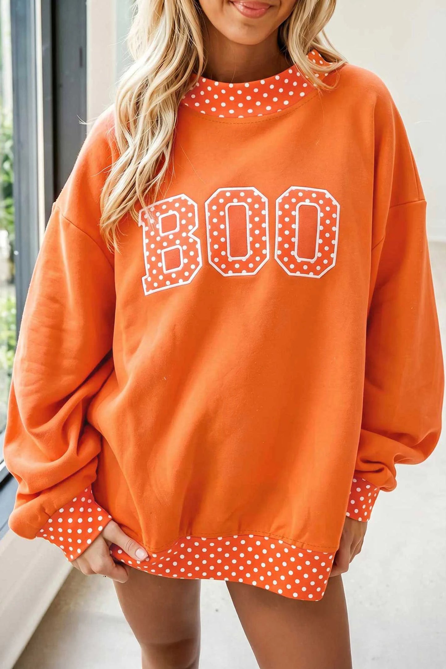 'BOO' MOCKNECK SWEATSHIRT - ORANGE