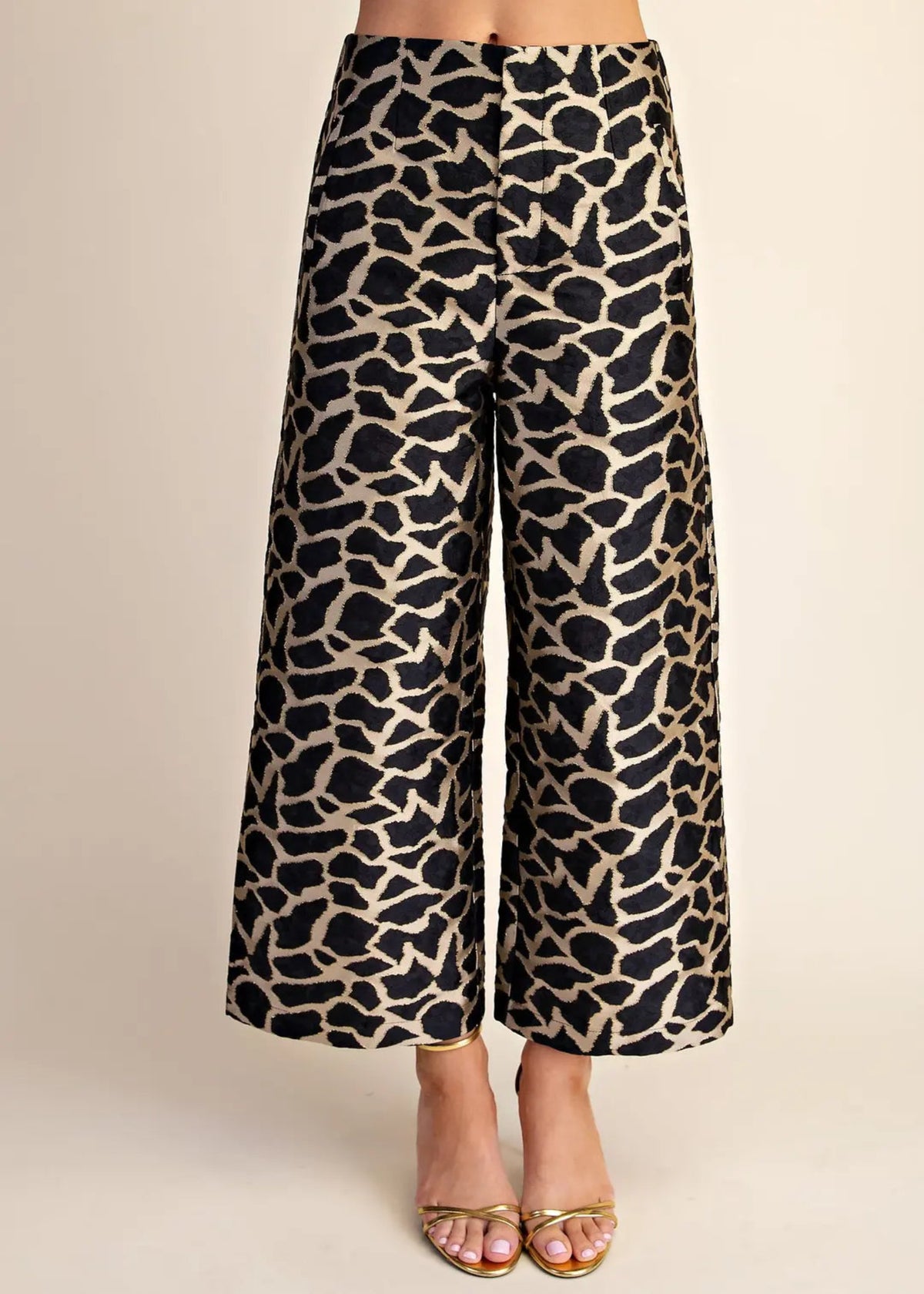 ANN CROP PANTS-TAUPE/BLACK