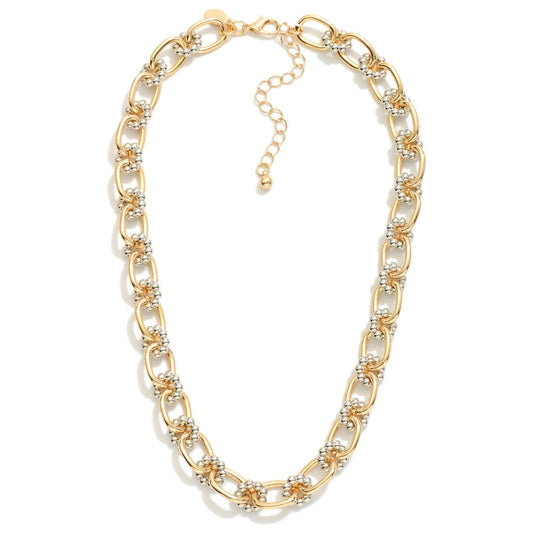 Chain Link necklace Featuring Metal Tone Bubble Links - GOLD/SILVER