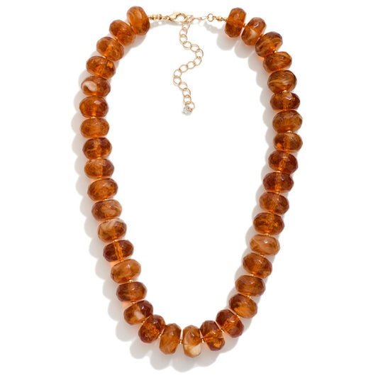 Marbled Acetate Faceted Bead Necklace - TORTOISE