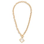 GOLD CHAIN NECKLACE WITH PEARL STONE