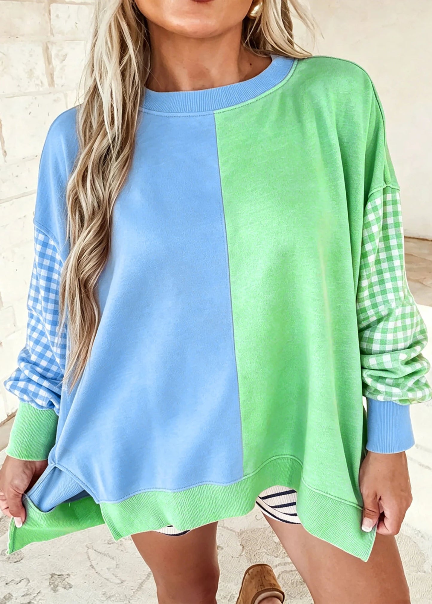 MARLEE TOP - GINGHAM COLORBLOCK