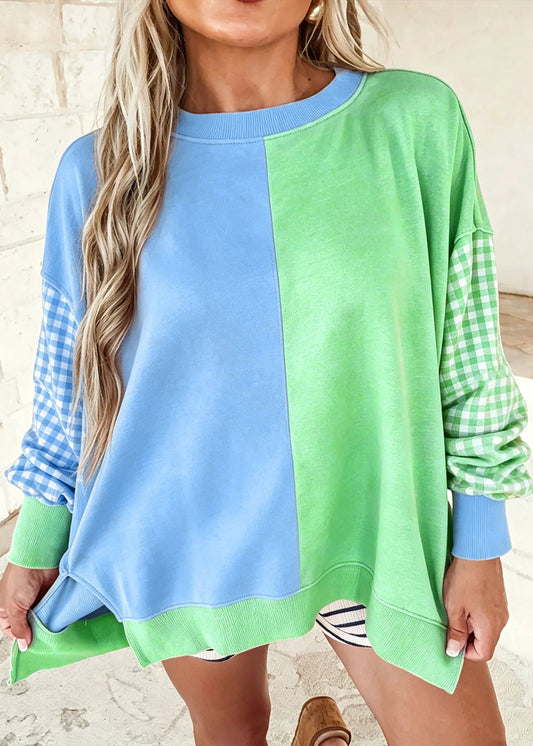 MARLEE TOP - GINGHAM COLORBLOCK