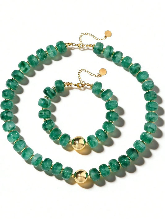 CHUNKY NECKLACE - DARK GREEN