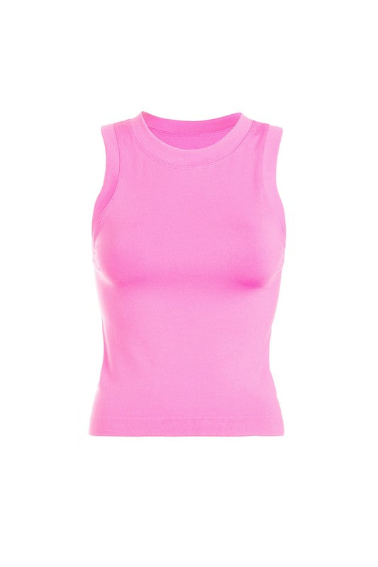 SMOOTH THICK BANDED TANK-BABY S.PINK : ONE SIZE