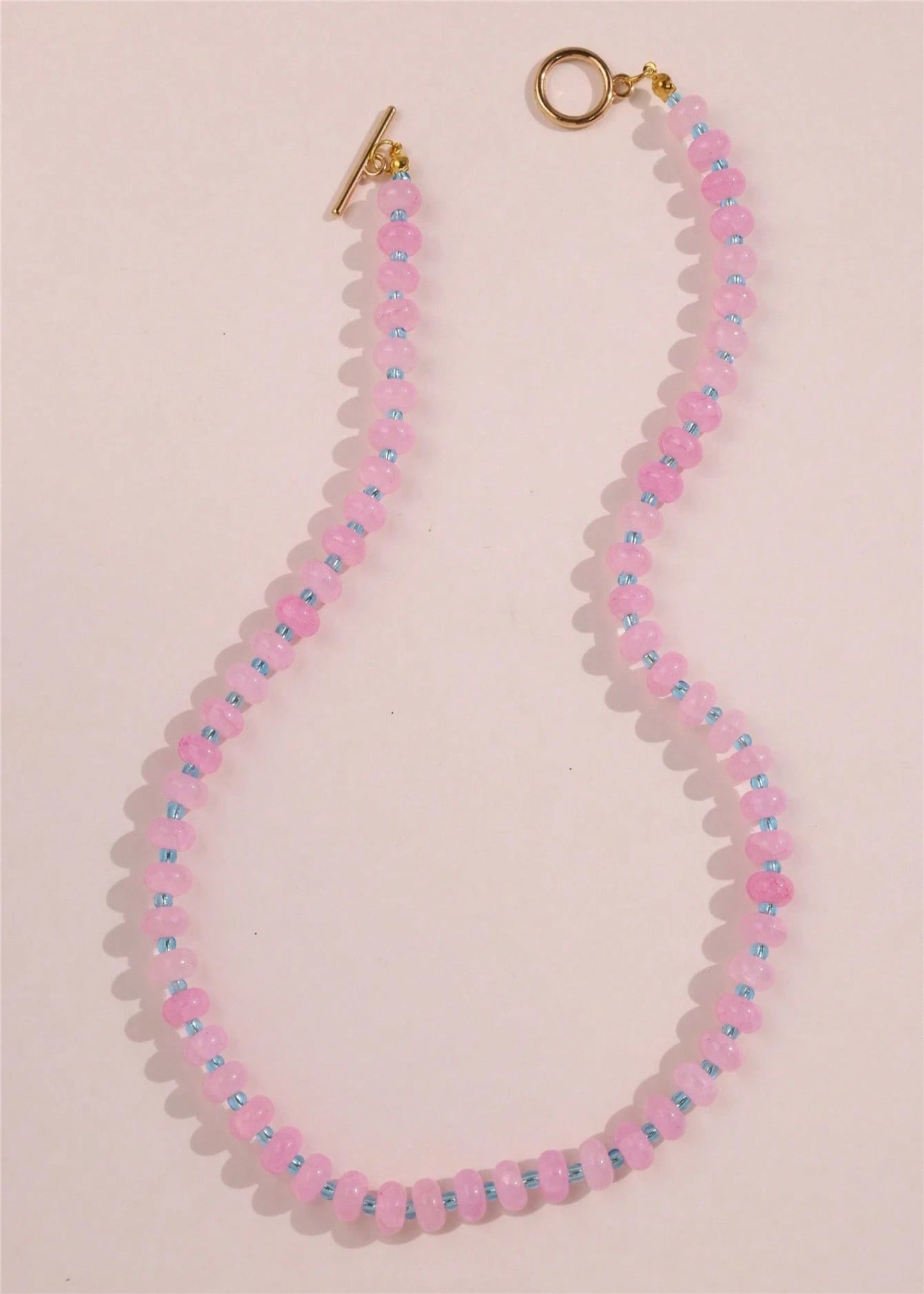 Bohemian Colorful Faux Gemstone Necklace - PINK/BLUE
