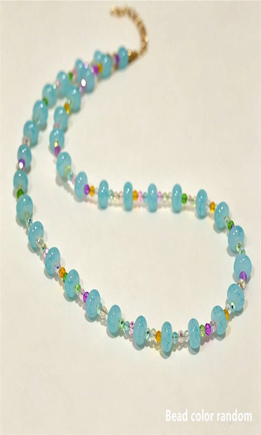 Abacus Bead Strand Necklace - AQUA