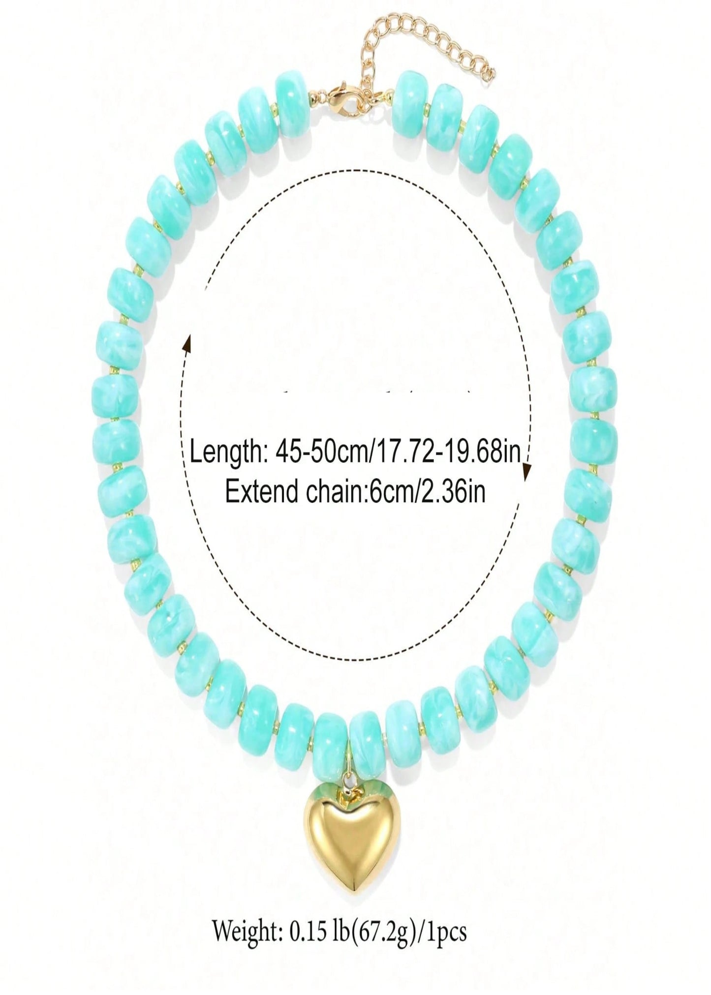 Colorful Acrylic Bead Bubble Heart Necklace