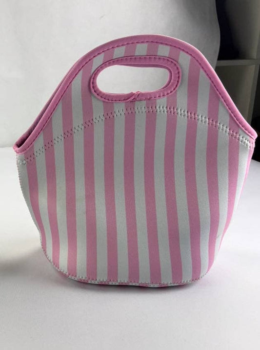 Pink Striped Lunch Tote