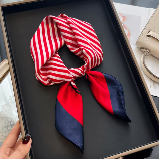 RED STRIPED SILK SCARF