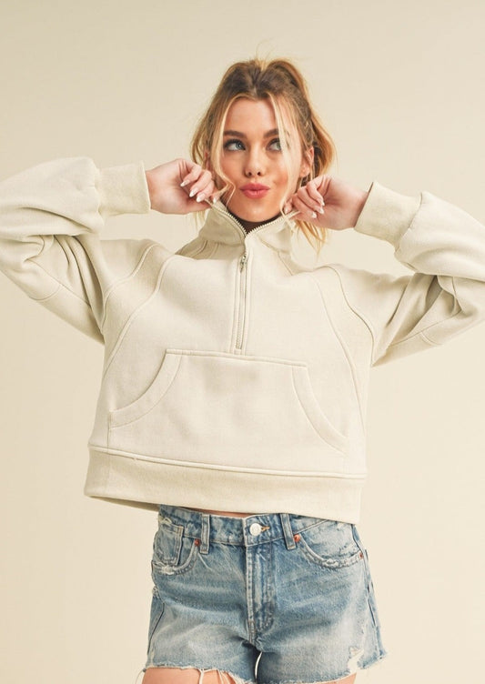 FRENCH TERRY CROPPED HOODIE